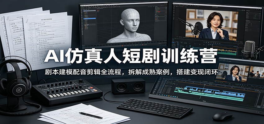 AI仿真人短剧训练营：剧本建模配音剪辑全流程，拆解成熟案例，搭建变现闭环云辞狐 ∞ 稳定更新轻创终点站