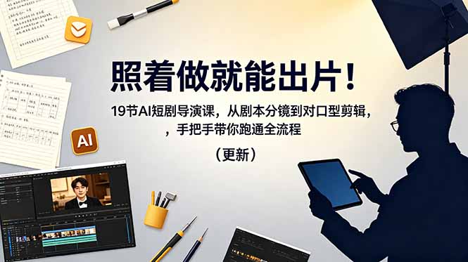 照着做就能出片！19节AI短剧导演课，从剧本分镜到对口型剪辑，手把手带你跑通全流程(更新云辞狐 ∞ 稳定更新轻创终点站