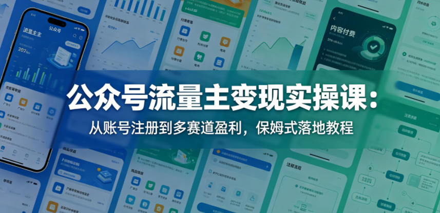 公众号流量主变现实操课：从账号注册到多赛道盈利，保姆式落地教程云辞狐 ∞ 稳定更新轻创终点站