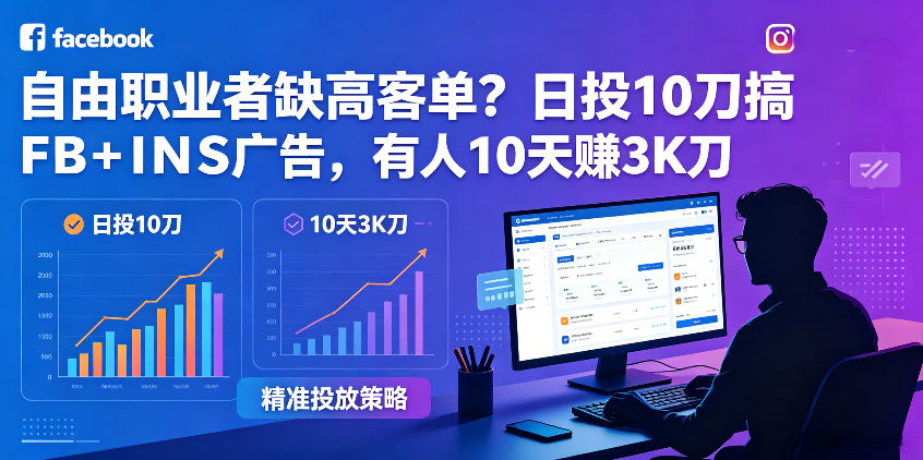 自由职业者缺高客单？日投10刀搞FB+INS广告，有人10天赚3K刀！【原创双语字幕】云辞狐 ∞ 稳定更新轻创终点站