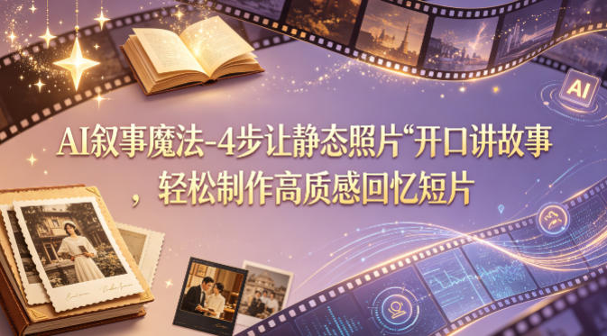 AI叙事魔法-4步让静态照片“开口讲故事”，轻松制作高质感回忆短片云辞狐 ∞ 稳定更新轻创终点站