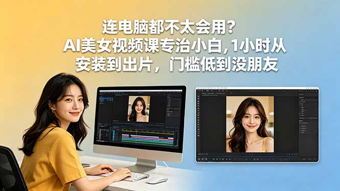 连电脑都不太会用？AI美女视频课专治小白，1小时从安装到出片，门槛低到没朋友云辞狐 ∞ 稳定更新轻创终点站
