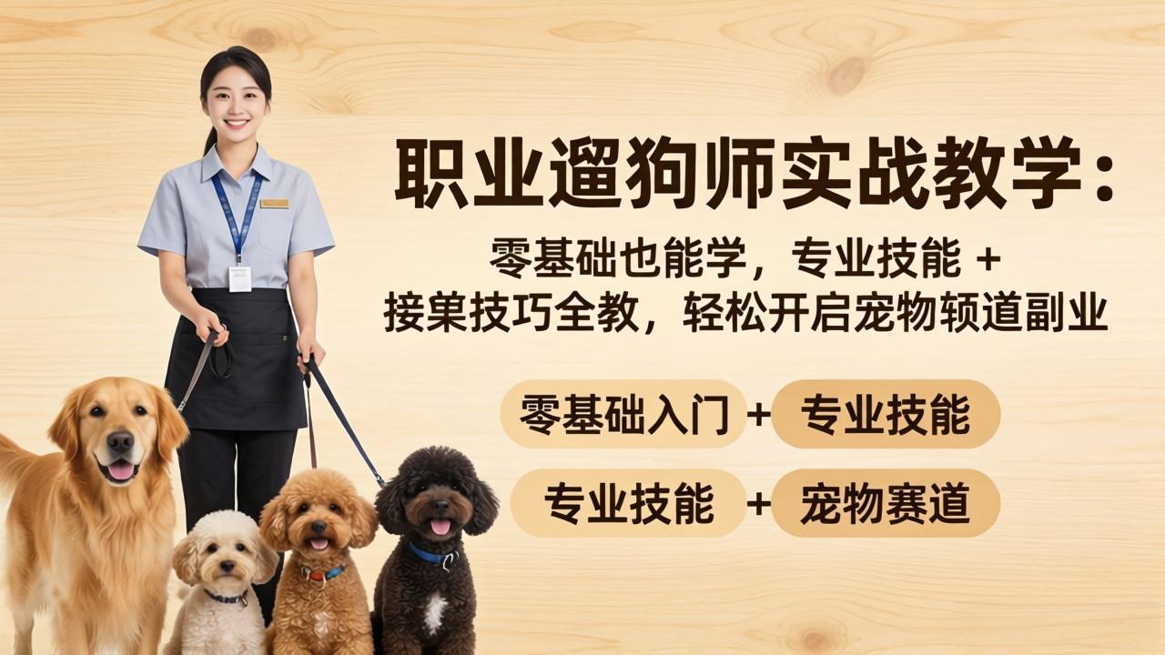 职业遛狗师实战教学：零基础也能学，专业技能 + 接单技巧全教，轻松开启宠物赛道副业云辞狐 ∞ 稳定更新轻创终点站