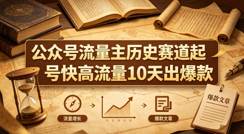 公众号流量主之历史赛道，起号快+高流量，10天就能出爆款！云辞狐 ∞ 稳定更新轻创终点站