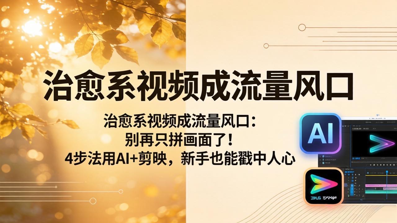 治愈系视频成流量风口：别再只拼画面了！4步法用AI+剪映，新手也能戳中人心云辞狐 ∞ 稳定更新轻创终点站