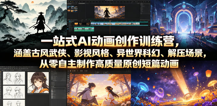 一站式AI动画创作训练营，涵盖古风武侠、影视风格、异世界科幻、解压场景，从零自主制作高质量原创短篇动画(更新)云辞狐 ∞ 稳定更新轻创终点站