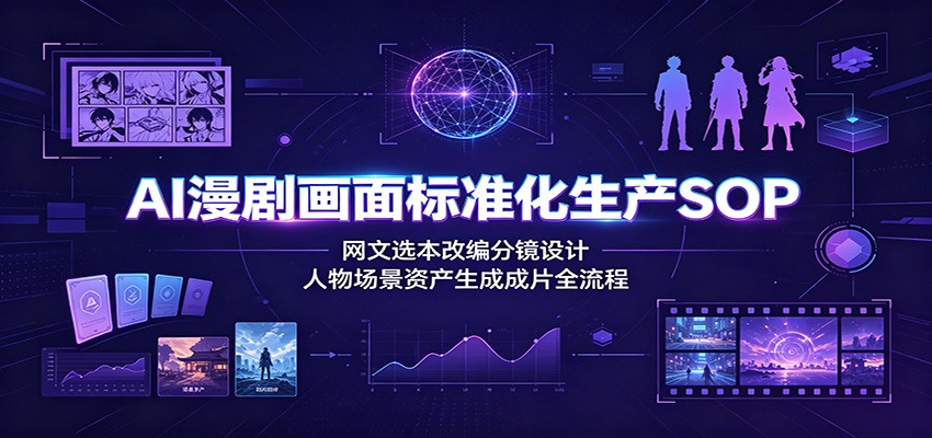 AI漫剧画面标准化生产SOP：网文选本改编分镜设计，人物场景资产生成成片全流程云辞狐 ∞ 稳定更新轻创终点站