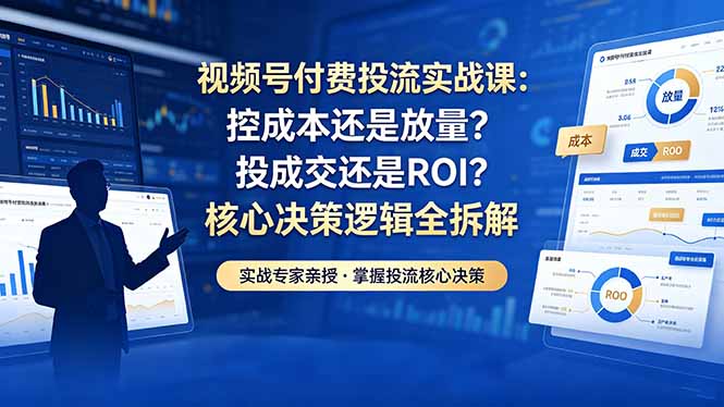 视频号付费投流实战课-5月：控成本还是放量？投成交还是ROI？核心决策逻辑全拆解云辞狐 ∞ 稳定更新轻创终点站
