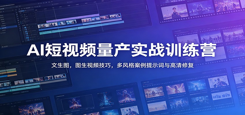 AI短视频量产实战训练营：文生图，图生视频技巧，多风格案例提示词与高清修复云辞狐 ∞ 稳定更新轻创终点站