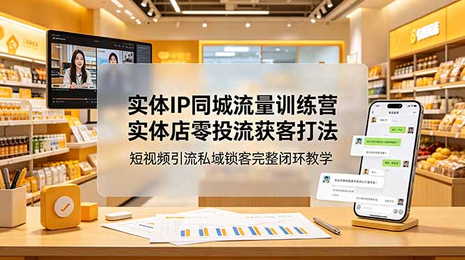 实体IP同城流量训练营：实体店零投流获客打法，短视频引流私域锁客完整闭环教学云辞狐 ∞ 稳定更新轻创终点站