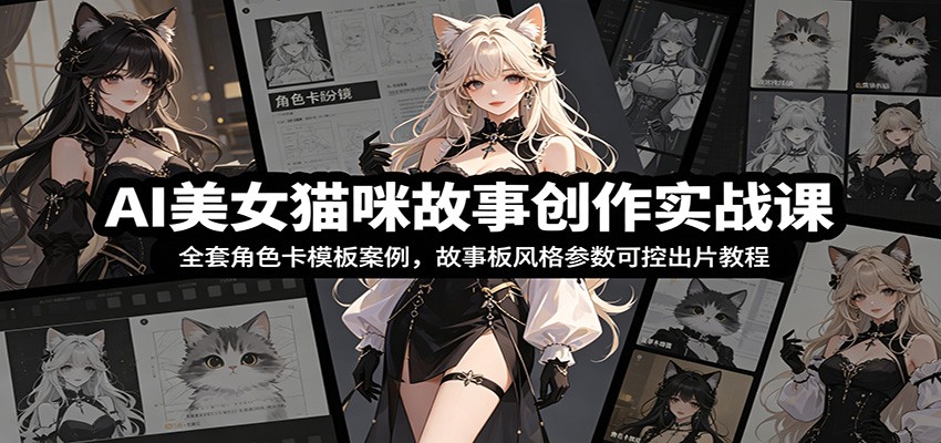 AI美女猫咪故事创作实战课：全套角色卡模板案例，故事板风格参数可控出片教程云辞狐 ∞ 稳定更新轻创终点站