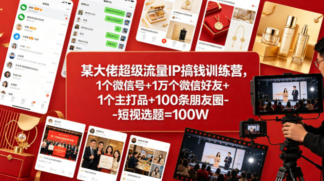 某大佬超级流量IP搞钱训练营，1个微信号+1万个微信好友+1个主打品+100条朋友圈-短视选题=100W云辞狐 ∞ 稳定更新轻创终点站