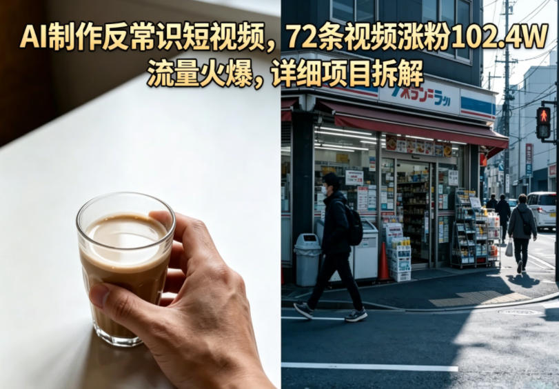 AI制作反常识短视频，72条视频涨粉102.4W，流量火爆，详细项目拆解云辞狐 ∞ 稳定更新轻创终点站