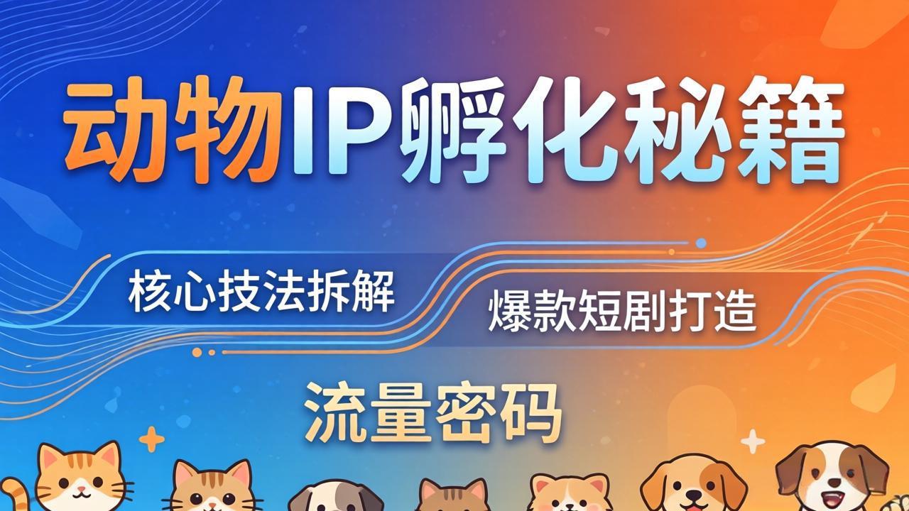 动物IP孵化全套秘籍，三大核心技法拆解，打造爆款萌宠短剧，轻松拿捏赛道流量密码云辞狐 ∞ 稳定更新轻创终点站