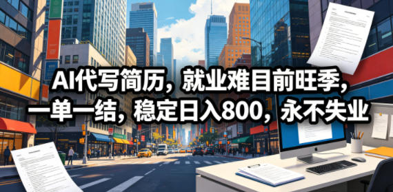 AI代写简历，就业难目前旺季，一单一结，稳定日入800，永不失业云辞狐 ∞ 稳定更新轻创终点站