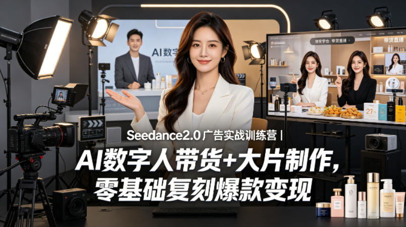 Seedance2.0广告实战训练营｜AI数字人带货+大片制作，零基础复刻爆款变现云辞狐 ∞ 稳定更新轻创终点站