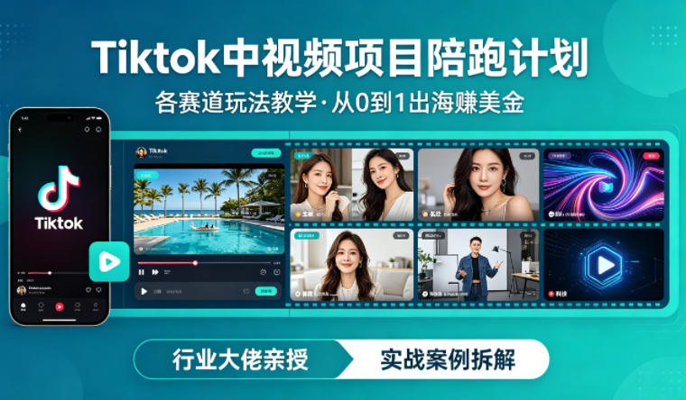 某大佬的Tiktok中视频项目陪跑，涵盖TK各个赛道玩法教学，从0到1出海賺美金云辞狐 ∞ 稳定更新轻创终点站
