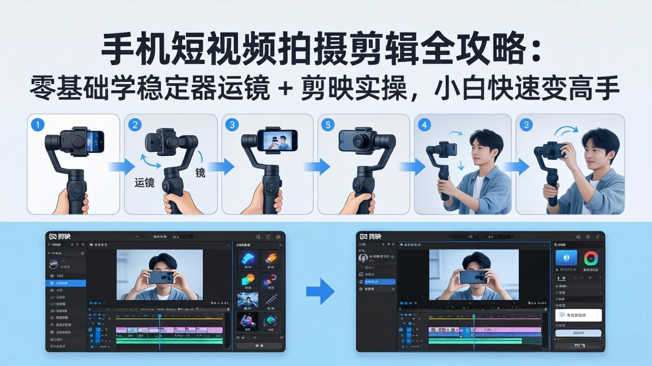 手机短视频拍摄剪辑全攻略：零基础学稳定器运镜 + 剪映实操，小白快速变高手云辞狐 ∞ 稳定更新轻创终点站