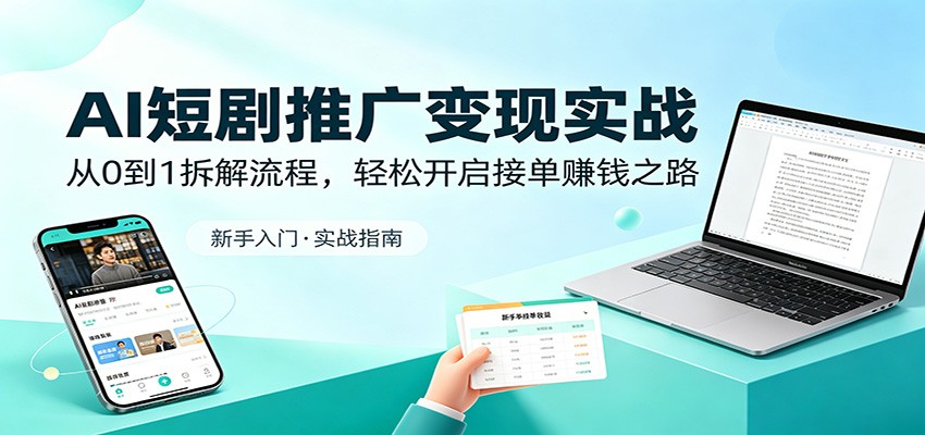 AI短剧推广变现实战：从0到1拆解流程，轻松开启接单赚钱之路云辞狐 ∞ 稳定更新轻创终点站