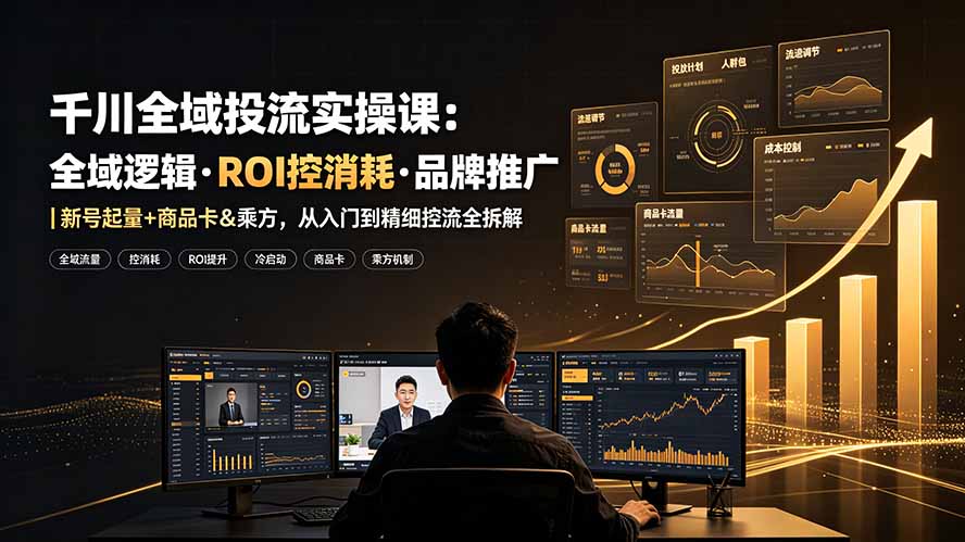 千川全域投流实操课：全域逻辑·ROI控消耗·品牌推广｜新号起量+商品卡&乘方，从入门到精细控流全拆解云辞狐 ∞ 稳定更新轻创终点站