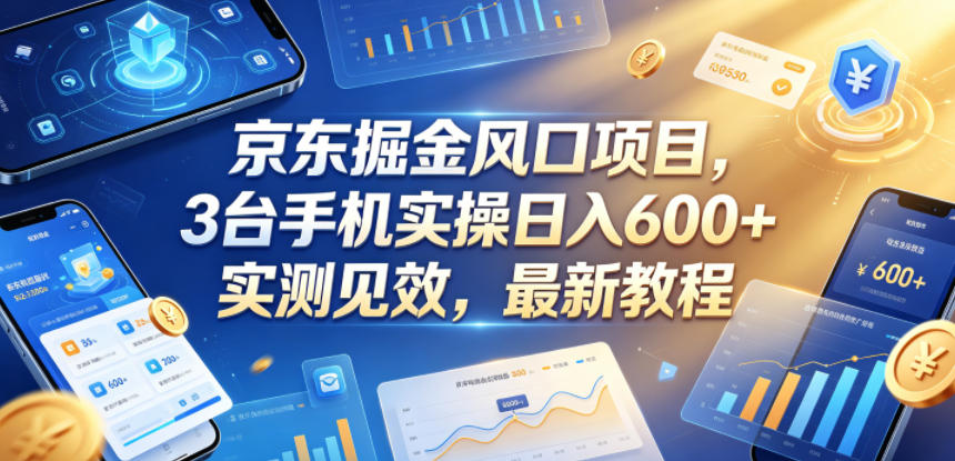京东掘金风口项目，3台手机实操日入600+，实测见效，最新教程【揭秘】云辞狐 ∞ 稳定更新轻创终点站