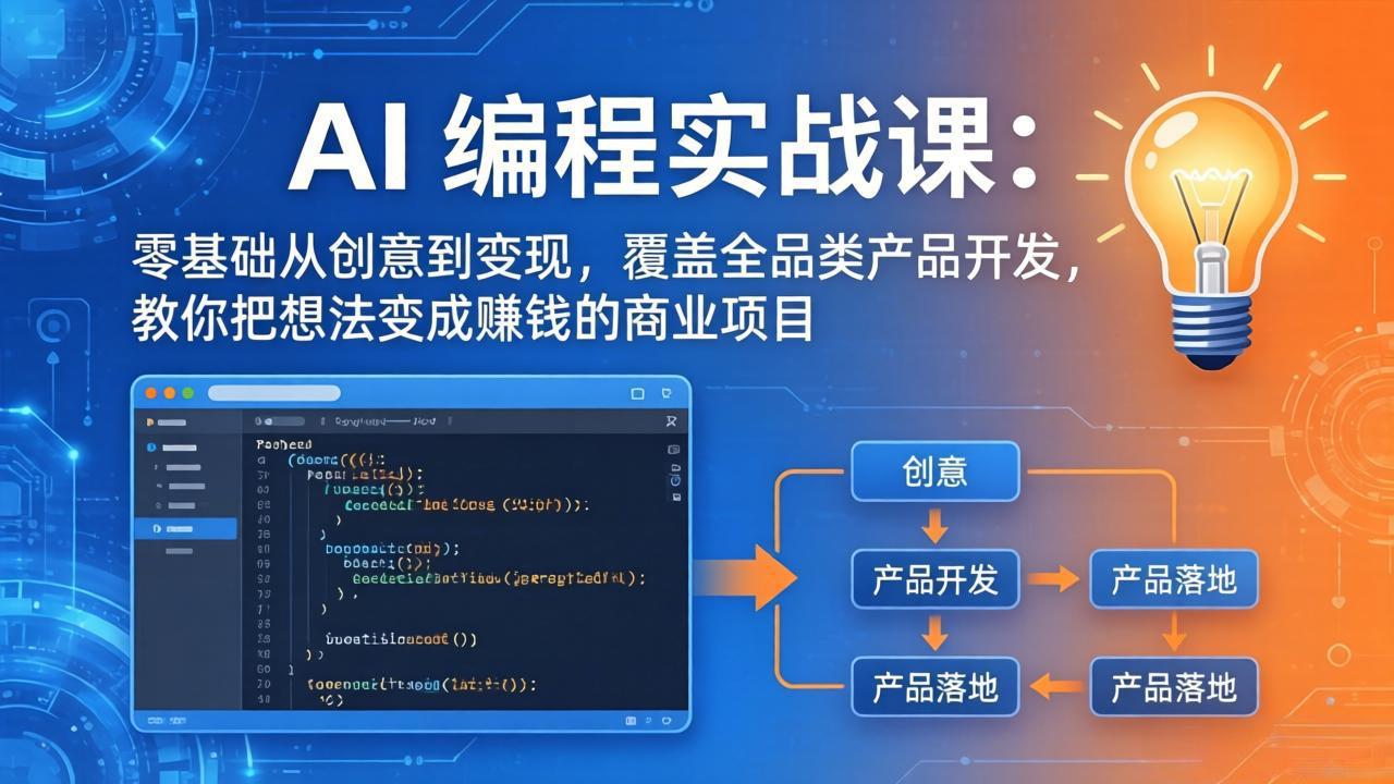 AI编程实战课-第三期-5月19更新：零基础从创意到变现，覆盖全品类产品开发，把想法变成赚钱项目云辞狐 ∞ 稳定更新轻创终点站