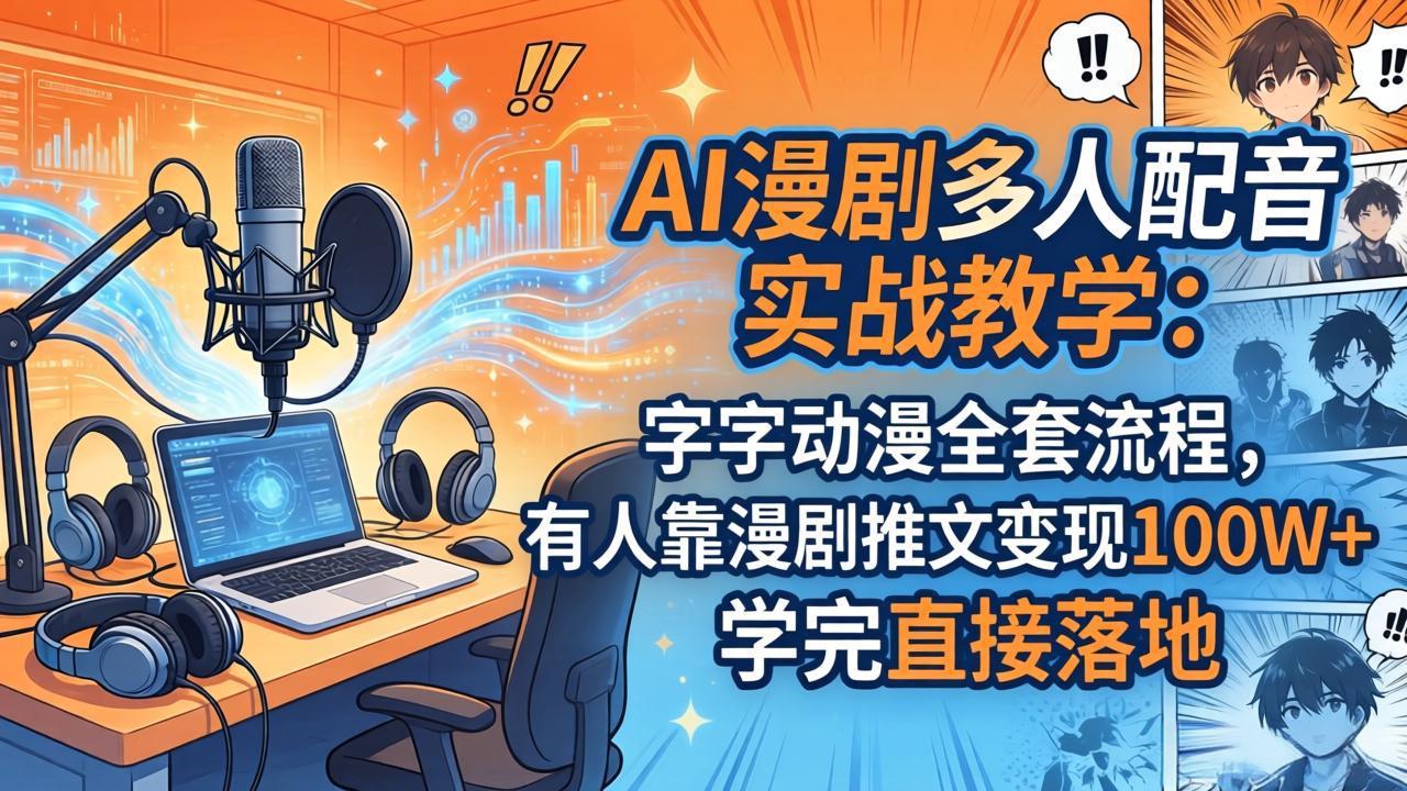 AI漫剧多人配音实战教学：字字动漫全套流程，有人靠漫剧推文变现100W+，学完直接落地云辞狐 ∞ 稳定更新轻创终点站