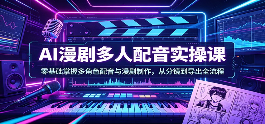 AI漫剧多人配音实操课：零基础掌握多角色配音与漫剧制作，从分镜到导出全流程云辞狐 ∞ 稳定更新轻创终点站