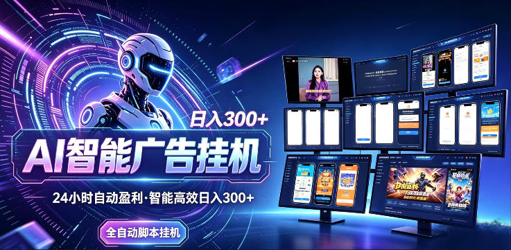 AI智能广告挂G项目，无需人工，单机稳定日入200+，可矩阵放大，24小时不间断刷广告賺收益【揭秘】云辞狐 ∞ 稳定更新轻创终点站
