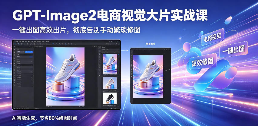 GPT-Image2电商视觉大片实战课，一键出图高效出片，彻底告别手动繁琐修图云辞狐 ∞ 稳定更新轻创终点站