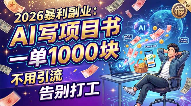 2026暴利副业：AI 写项目书，一单 1000 块，不用引流，告别打工云辞狐 ∞ 稳定更新轻创终点站