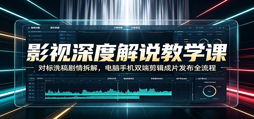 影视深度解说教学课：对标洗稿剧情拆解，电脑手机双端剪辑成片发布全流程云辞狐 ∞ 稳定更新轻创终点站
