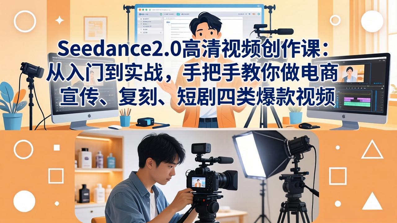 Seedance2.0高清视频创作课：从入门到实战，手把手教你做电商、宣传、复刻、短剧四类爆款视频云辞狐 ∞ 稳定更新轻创终点站