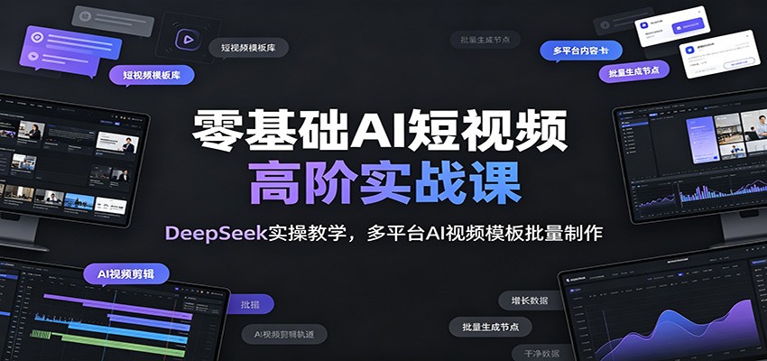 零基础AI短视频高阶实战课：DeepSeek实操教学，多平台AI视频模板批量制作云辞狐 ∞ 稳定更新轻创终点站
