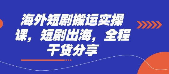 海外短剧搬运实操课，短剧出海，全程干货分享-橙心云网创
