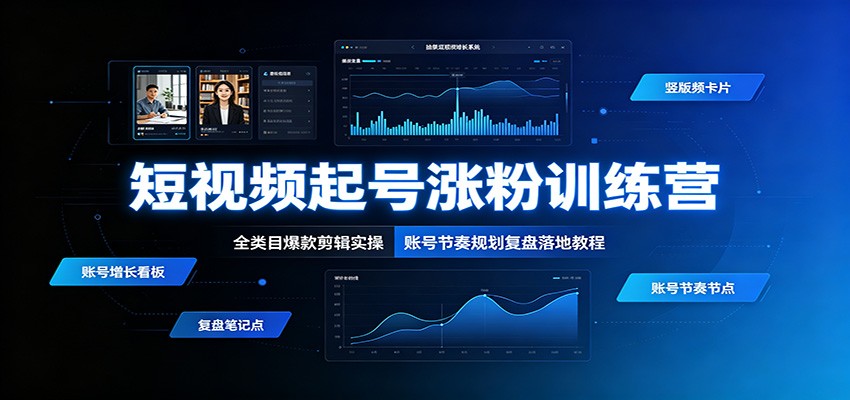 短视频起号涨粉训练营：全类目爆款剪辑实操，账号节奏规划复盘落地教程云辞狐 ∞ 稳定更新轻创终点站