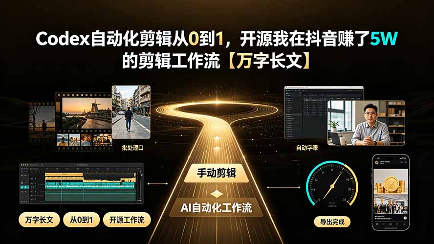 Codex自动化剪辑从0到1，开源我在抖音赚了5W 的剪辑工作流【万字长文】云辞狐 ∞ 稳定更新轻创终点站