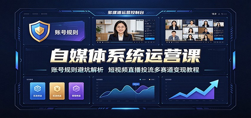自媒体系统运营课：账号规则避坑解析，短视频直播投流多赛道变现教程云辞狐 ∞ 稳定更新轻创终点站