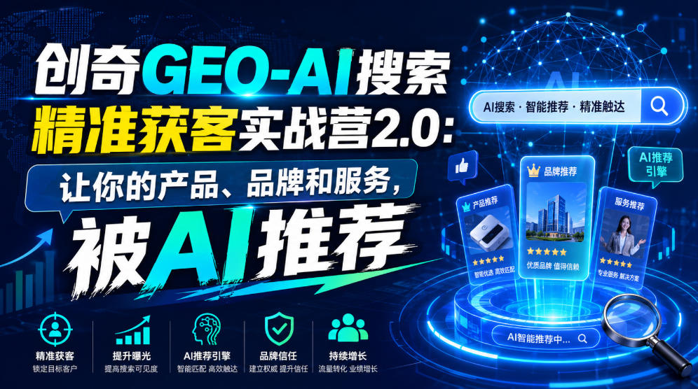 创奇GEO-AI搜索精准获客实战营2.0：让你的产品、品牌和服务，被AI推荐云辞狐 ∞ 稳定更新轻创终点站