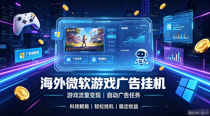 海外游戏广告自动挂G，轻资产海外副业风口，单设备稳定产出500+【揭秘】云辞狐 ∞ 稳定更新轻创终点站