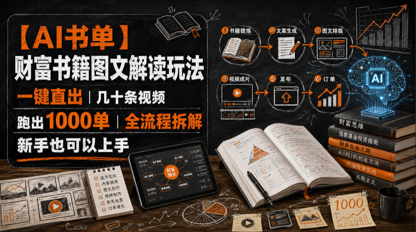 【AI书单】财富书籍图文解读玩法，一键直出，几十条视频，跑出1000单，全流程拆解，新手也可以上手云辞狐 ∞ 稳定更新轻创终点站