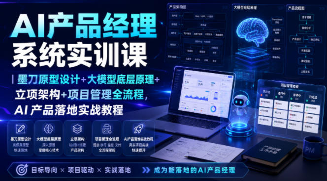 AI产品经理系统实训课｜墨刀原型设计+大模型底层原理+立项架构+项目管理全流程，AI产品落地实战教程云辞狐 ∞ 稳定更新轻创终点站