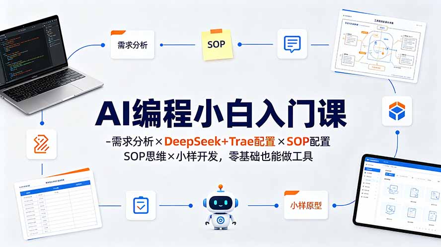 AI编程小白入门课-需求分析×DeepSeek+Trae配置×SOP思维×小样开发，零基础也能做工具云辞狐 ∞ 稳定更新轻创终点站