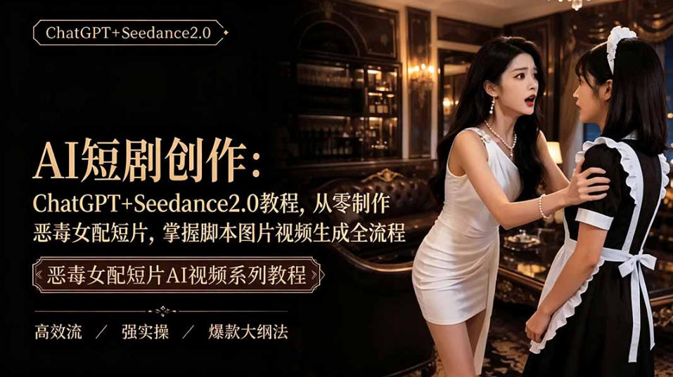 AI短剧从零创作实战课｜ChatGPT脚本撰写+Seedance2.0视频生成，恶毒女配短剧全流程教程云辞狐 ∞ 稳定更新轻创终点站