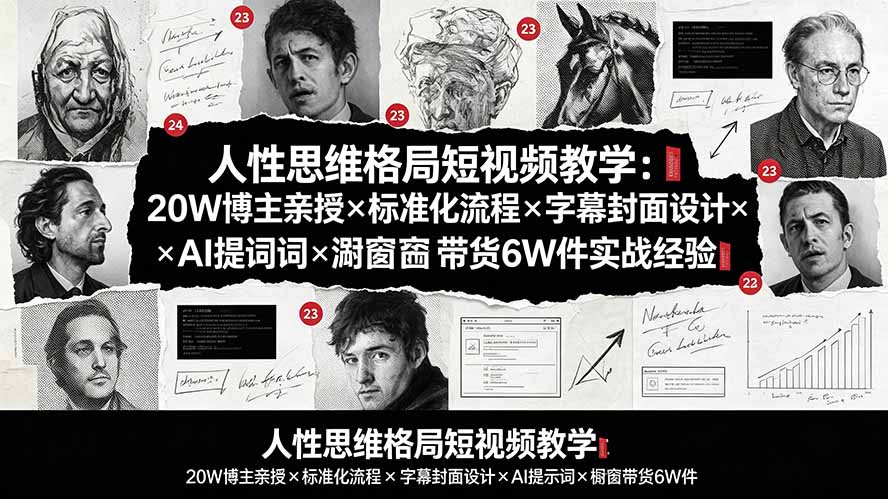 人性思维格局短视频教学：20W博主亲授×标准化流程×字幕封面设计×AI提示词×橱窗带货6W件实战经验云辞狐 ∞ 稳定更新轻创终点站
