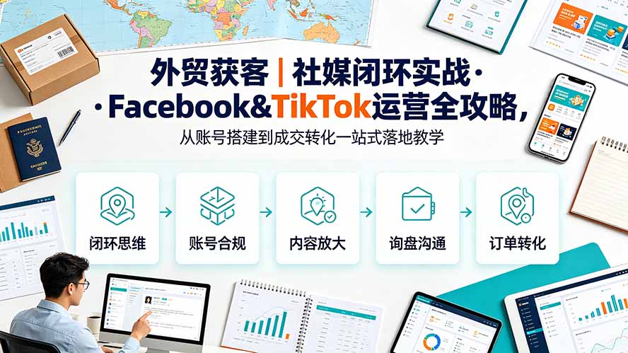 外贸获客｜社媒闭环实战·Facebook&TikTok运营全攻略，从账号搭建到成交转化一站式落地教学云辞狐 ∞ 稳定更新轻创终点站