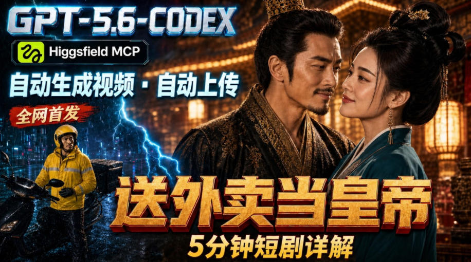 GPT-5.6 Codex+Higgsfield MCP：一条指令生成5分钟短剧并自动上传YouTube(油管)云辞狐 ∞ 稳定更新轻创终点站