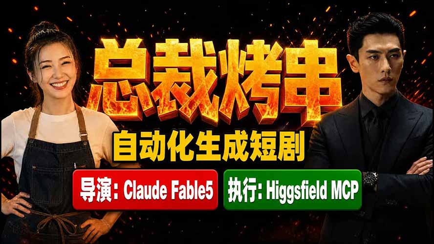 《总裁烤串》真人短剧全自动诞生！Claude Fable5 当导演，Higgsfield MCP 执行！云辞狐 ∞ 稳定更新轻创终点站