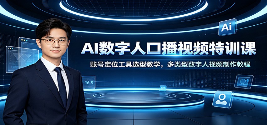 AI数字人口播视频特训课：账号定位工具选型教学，多类型数字人视频制作教程云辞狐 ∞ 稳定更新轻创终点站