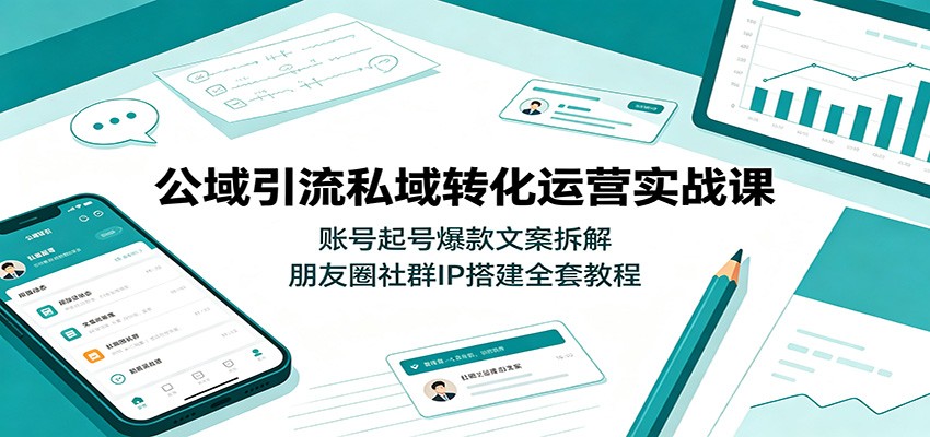 公域引流私域转化运营实战课：账号起号爆款文案拆解，朋友圈社群IP搭建全套教程云辞狐 ∞ 稳定更新轻创终点站